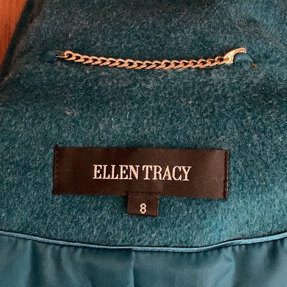 ELLEN TRACY teal/turquoise wool coat size 8 in excellent preowned condition - Picture 13 of 15